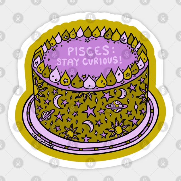 Pisces Cake Sticker by Doodle by Meg